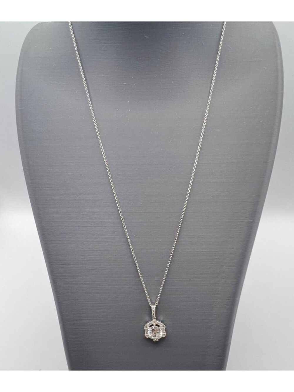 Sterling Silver Jacmel Pendent Necklace JCM CZ Art Deco Halo 18" Baguette Round - Picture 9 of 12